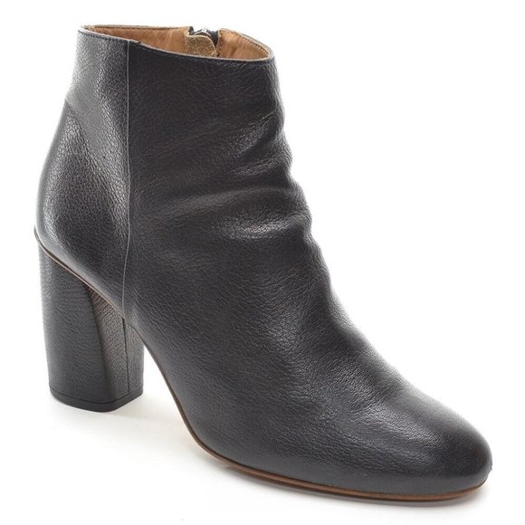 Everlane Black Pebbled Leather Heeled Zip Ankle Boots 8 - Picture 1 of 7